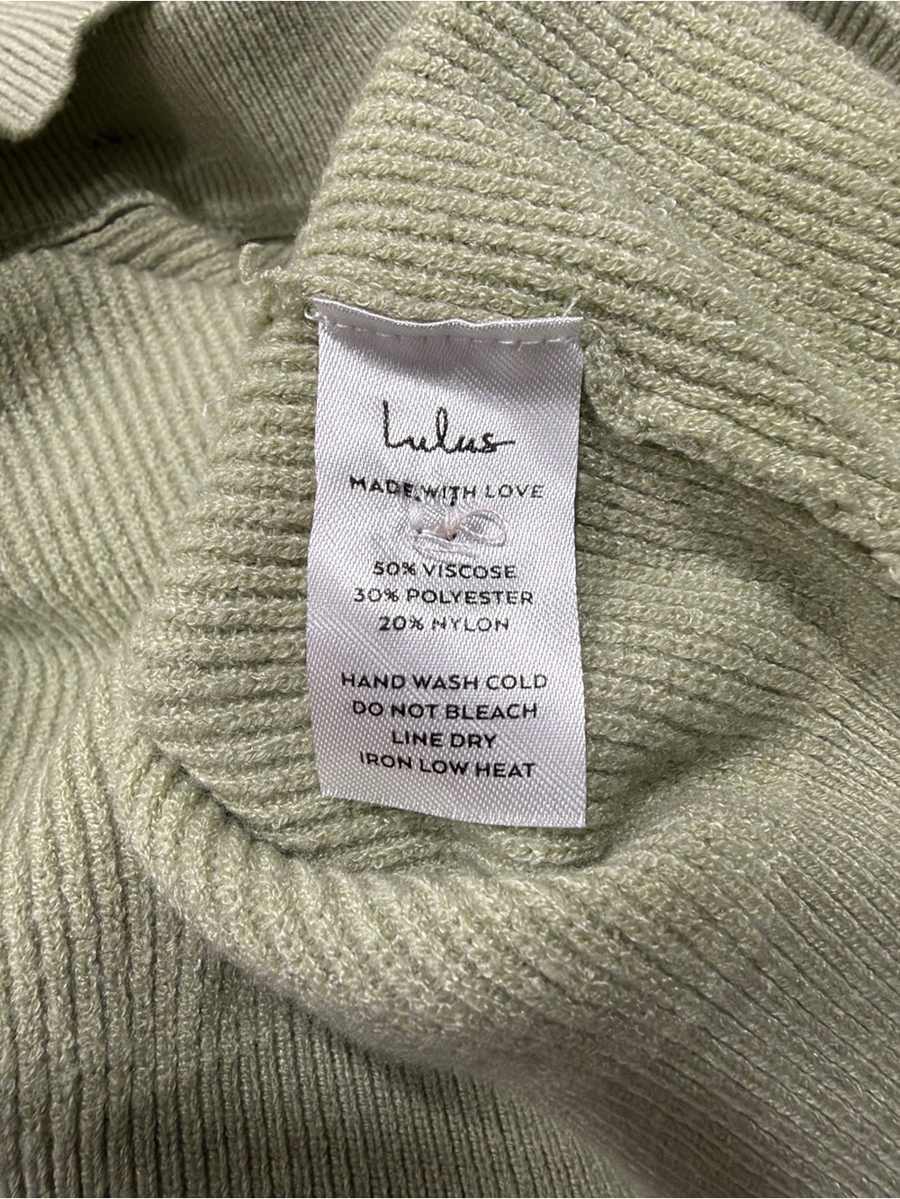 Lulu's Light Sage Green Cropped Ribbed Button Cardigan - Picture 4 of 5